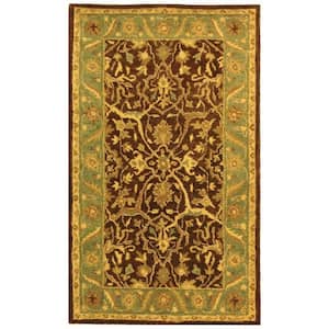 Antiquity Brown/Green 4 ft. x 6 ft. Border Floral Area Rug