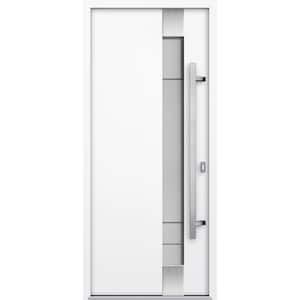 1713 36 in. x 80 in. Left-hand/Inswing Frosted Glass White Enamel Steel Prehung Front Door with Hardware