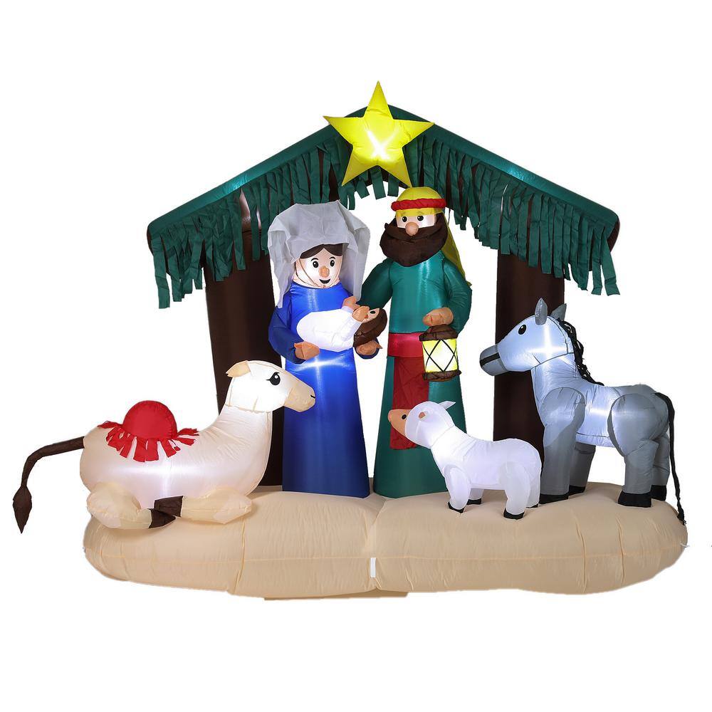 Luxen Home Lighted 7 ft. H x 8 ft. W Nativity Scene Inflatable WHIN1386