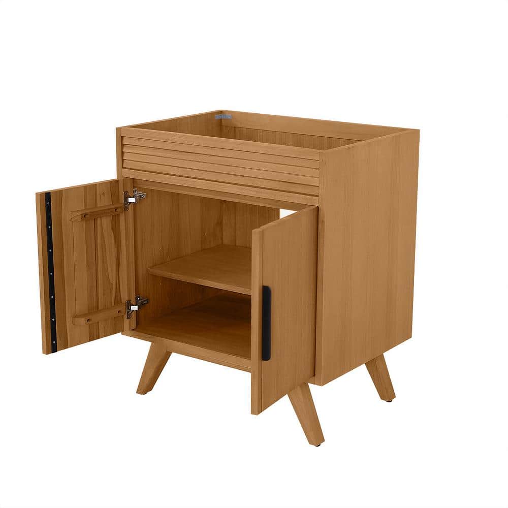 Natural Teak Mid-Century Modern Single Sink Vanity Base