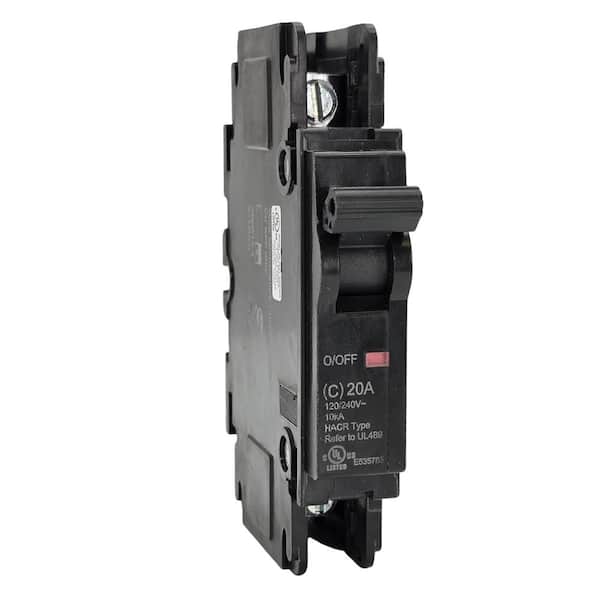 MCB 20 Amp 1-Pole, 120/240V AC, DIN Rail or Surface Mount. UL 489 Listed