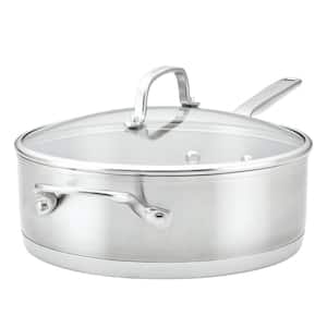 3-Ply Base Stainless Steel 4.5 qt. Stainless Steel Saute Silver
