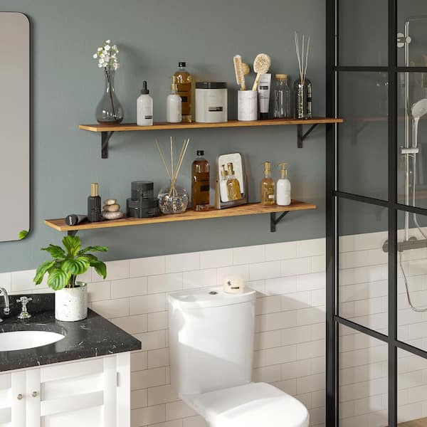 47in. W x 8 in. D Floating Decorative Wall Shelf Set of 2
