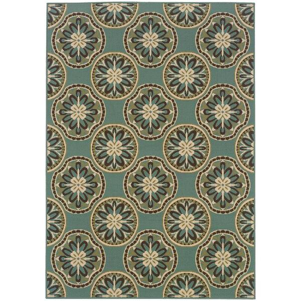 Home Decorators Collection Trinidad Blue 4 ft. x 6 ft. Indoor/Outdoor Patio Area Rug