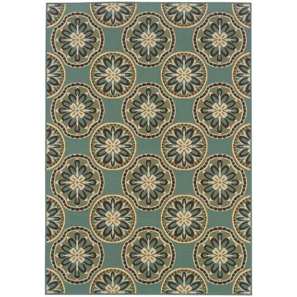 Trinidad Blue 8 ft. x 11 ft. Indoor/Outdoor Patio Area Rug