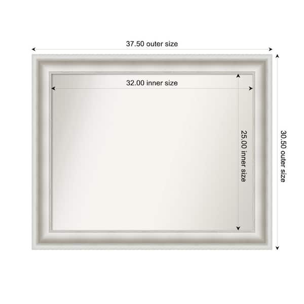Amanti Art Parlor White 37.5 in. W x 30.5 in. H Custom Non-Beveled Recycled Polystyrene Framed Bathroom Vanity Wall Mirror