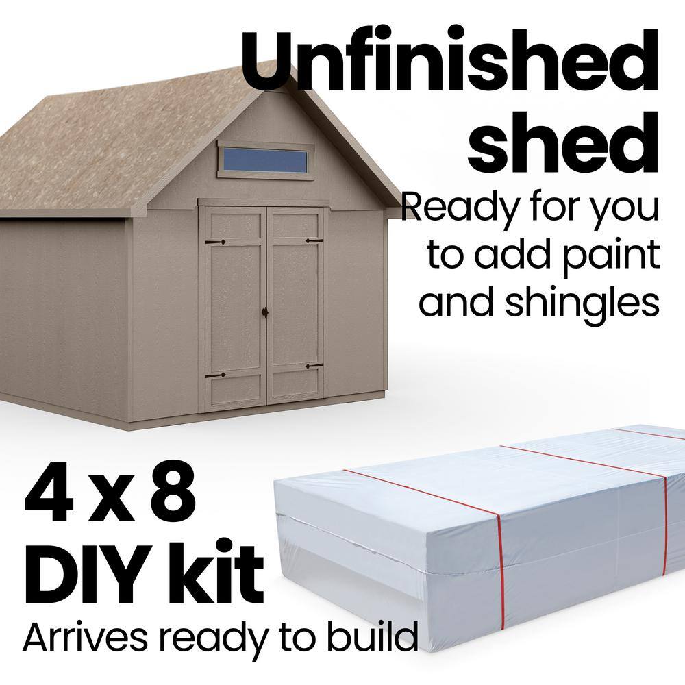 Tribeca 10' x 12' Beige Wood Storage Shed Kit with Windows
