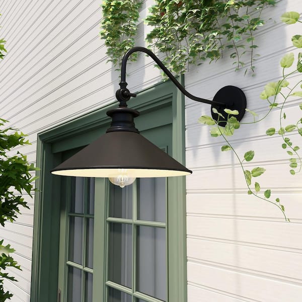 1-Light Black Outdoor Hardwired Wall Barn Light Sconce Lantern