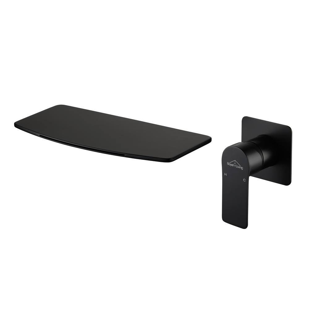 Single Handle Wall Mounted Faucet with Valve in Matte Black