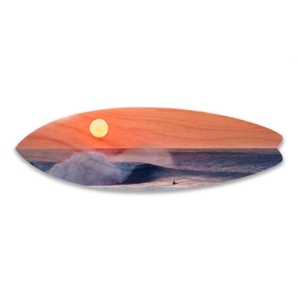 Lemon Yellow Sun Wooden Surfboard Decorative Sign by Colossal Images 13x47 