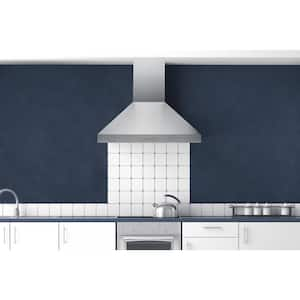 30 in. Convertible Wall Mount Range Hood with Changeable LED Dishwasher Safe Baffle Filters in Matte White