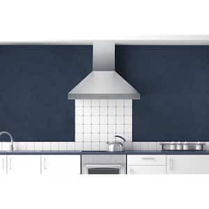 30 in. Convertible Wall Mount Range Hood with Changeable LED Dishwasher Safe Baffle Filters in Stainless Steel