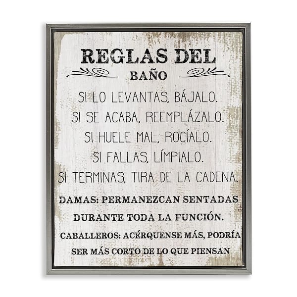 Stupell Industries Fun Bathroom Rules by Lil' Rue Gray Floater Frame Typography Graphic Art Print 31 in. x 25 in.