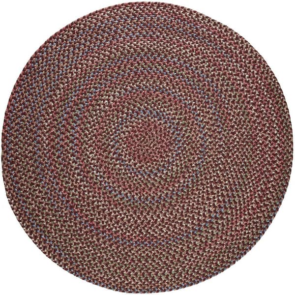 Rhody Rug Kennebunkport Burgundy Multi 6 ft. x 6 ft. Round Indoor/Outdoor Braided Area Rug