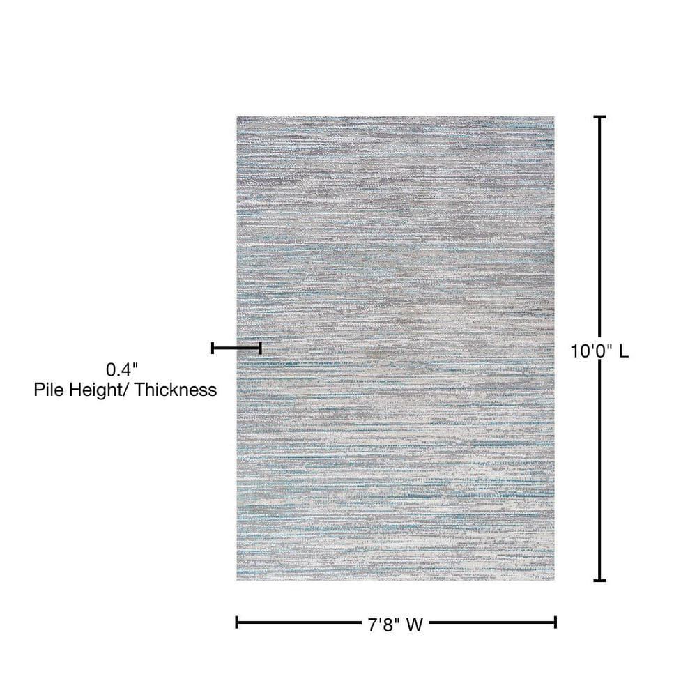 Reversible Gray Stripe Synthetic 8' x 10' Easy-Care Area Rug