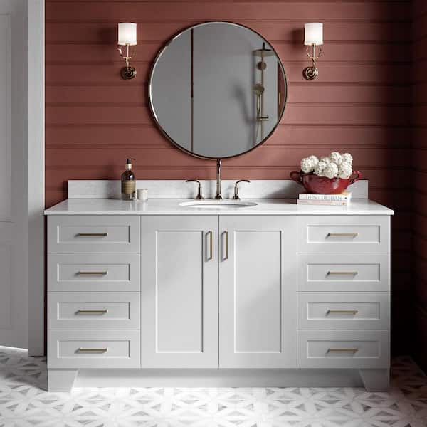 ARIEL Taylor 67 in. W x 22 in. D x 35.25 in. H Single Sink Freestanding Bath Vanity in Grey with Carrara White Marble Top