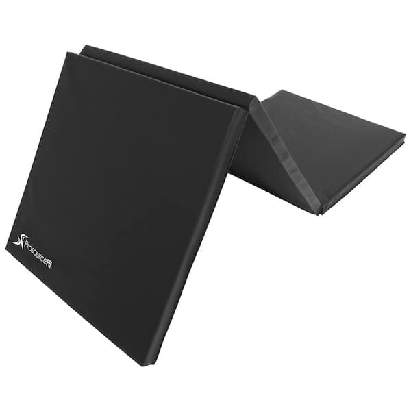 PROSOURCEFIT Tri-Fold Folding Thick Exercise Mat Black 6 ft. x 4