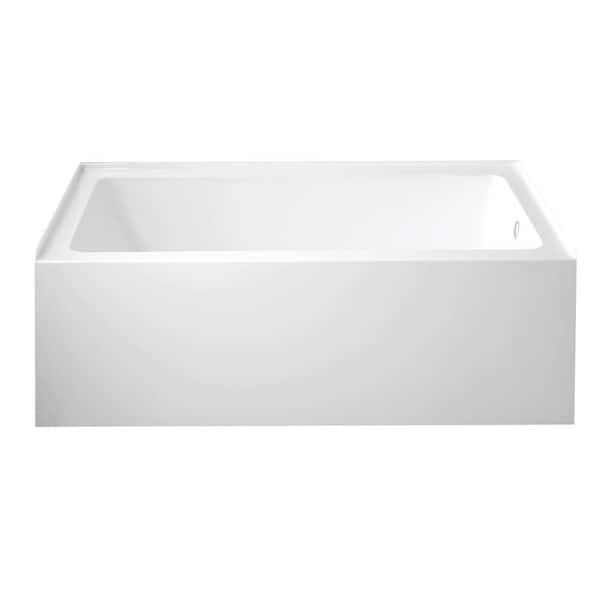 Kingston Brass Oriel 60 in. Acrylic Right Drain Rectangular Apron Front Bathtub in White