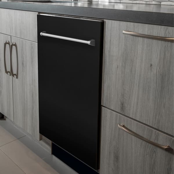 24 in. Top Control 6-Cycle Compact Dishwasher with 2 Racks in Black Matte and Traditional Handle