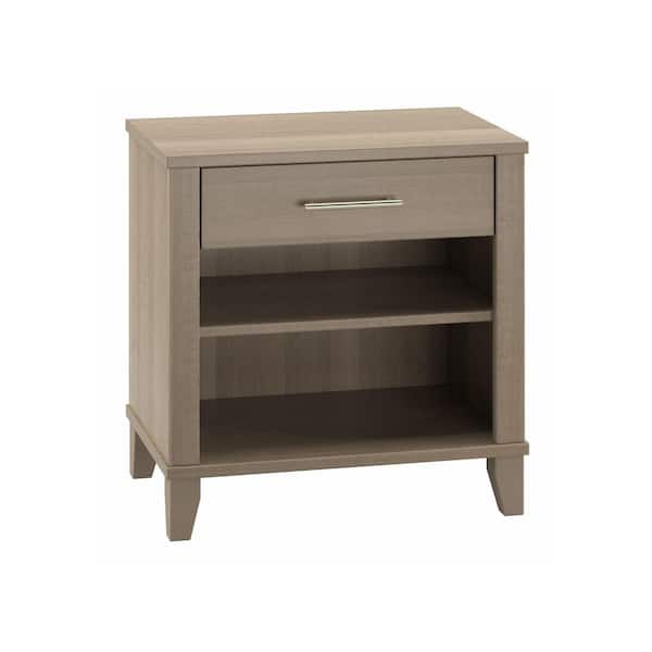 Bush Furniture Somerset Ash Gray 1-Drawer 23.66 in. W Nightstand