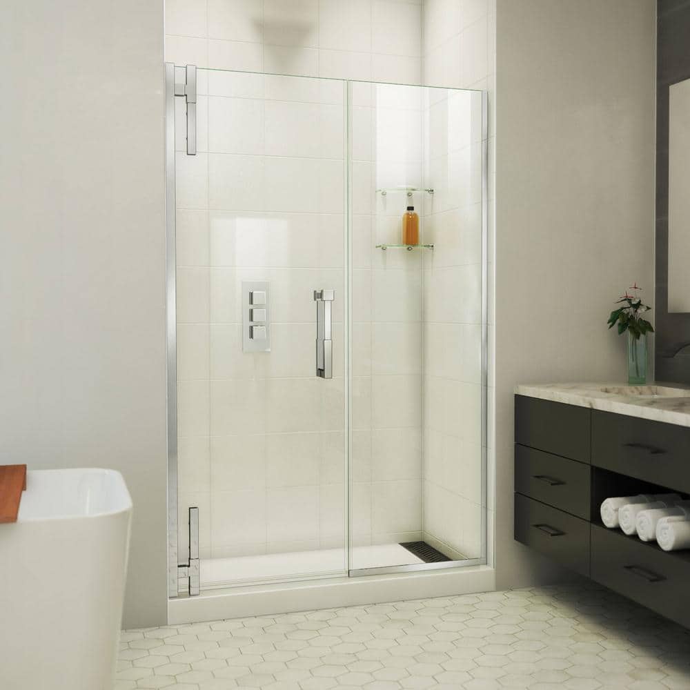 Ascend Frameless Chrome Pivot Shower Door 48-49 x 72 Inches