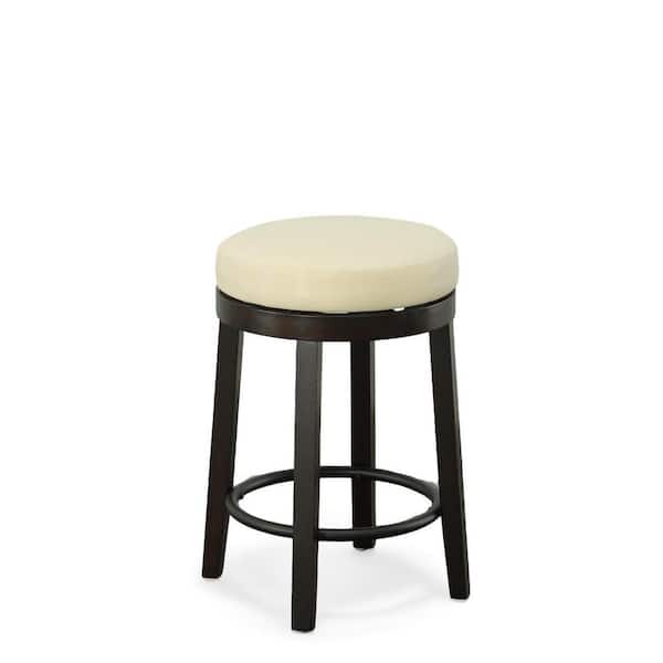 HomeRoots 24 in. Cream Backless Wood Bar Chair with Faux leather Seat Set of 2