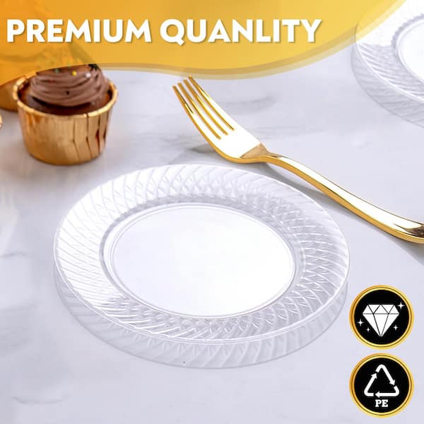 PERFECT SETTINGS 6.25 in. Diamond Etched Clear Disposable Plastic Dessert  Appetizer Plates (100/Pack) DIAMOND-6.25 - The Home Depot