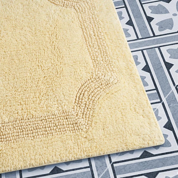 LAURA ASHLEY＊キッチンマット・玄関マット・バスマット・抗菌防臭・速乾 Laura Ashley Reversible Yellow Cotton 2-Piece Bath Mat Set