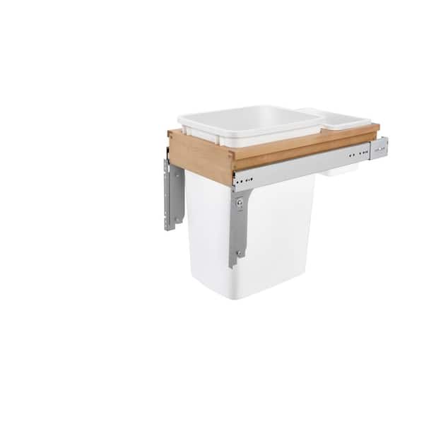 Rev-A-Shelf Single 35 Qt. Pull-Out Top Mount Maple and White Container for 1-3/4 in. Face Frame Cabinet