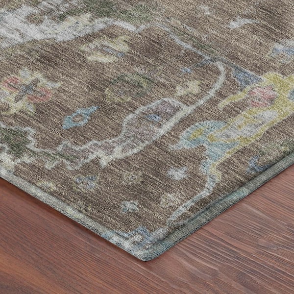 Mayfield Premium Machine Washable Abstract AMF2233 Brown 2 ft. x 7 ft. Runner Rug