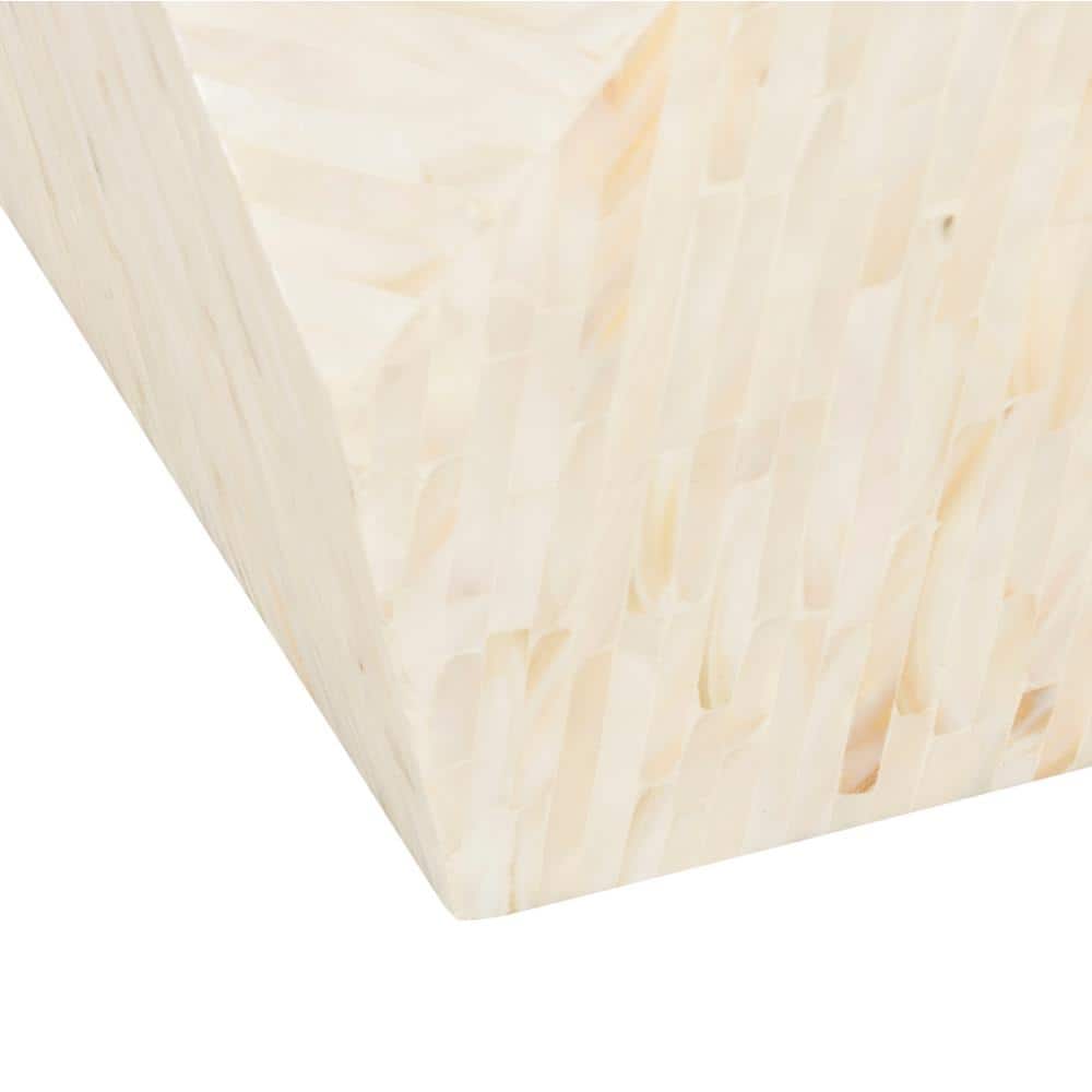Beige Faux Mother of Pearl Geometric Side Table