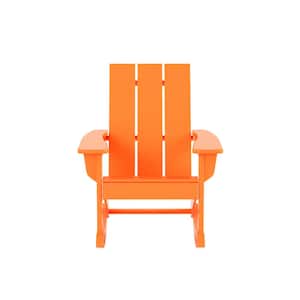 Shoreside Orange Plastic Modern Adirondack Outdoor Rocking Chair