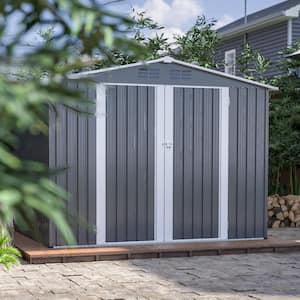 8 ft. x 6 ft. metal storage Shed, with Metal Base and 2 Lockable Doors, Gray 4 8 sq. ft.