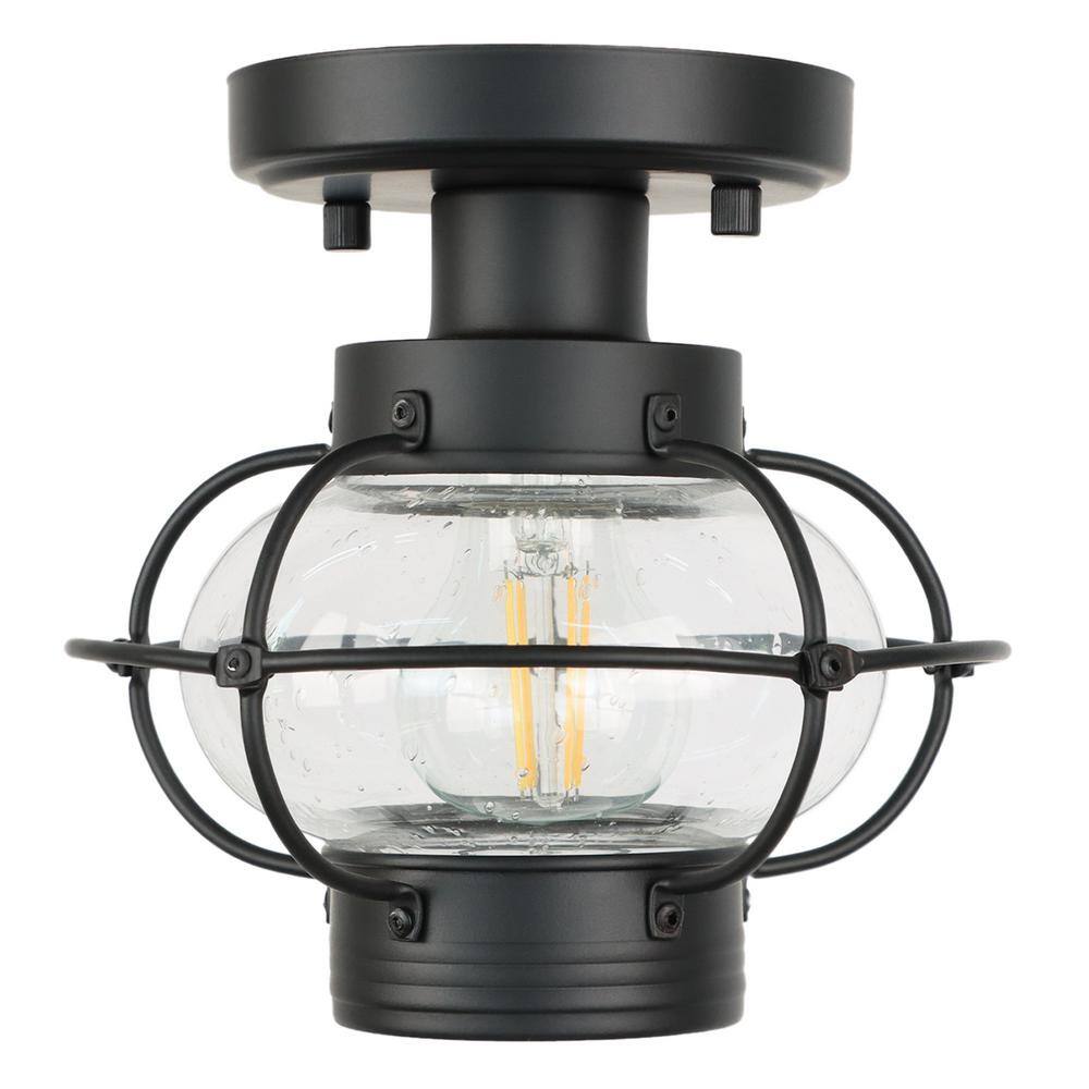 5 in. 1-Light Black Modern Industrial Semi-Flush Mount With Clear Glass Shade and No Bulbs Included price history on PriceWatchPro