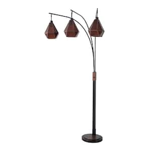 85 in. Gunmetal Artifacts 3-Light Arc Lamp