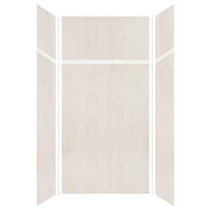 Expressions 36 in. x 48 in. x 96 in. 4-Piece Easy Up Adhesive Alcove Shower Wall Surround in Bleached Oak