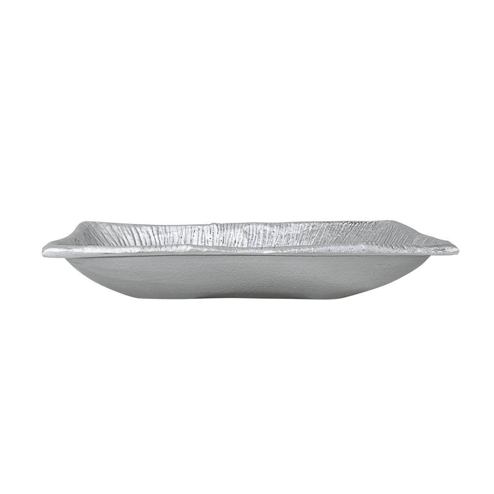 Nickel Finish Rectangular Cast Aluminum Serving Tray