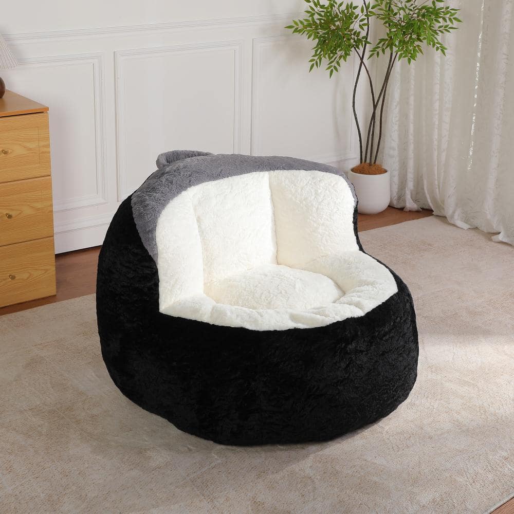 Black Multicolor Faux Fur Oversized Bean Bag Chairs Lounger Sofa Filled with Shredded Sponge price history on PriceWatchPro