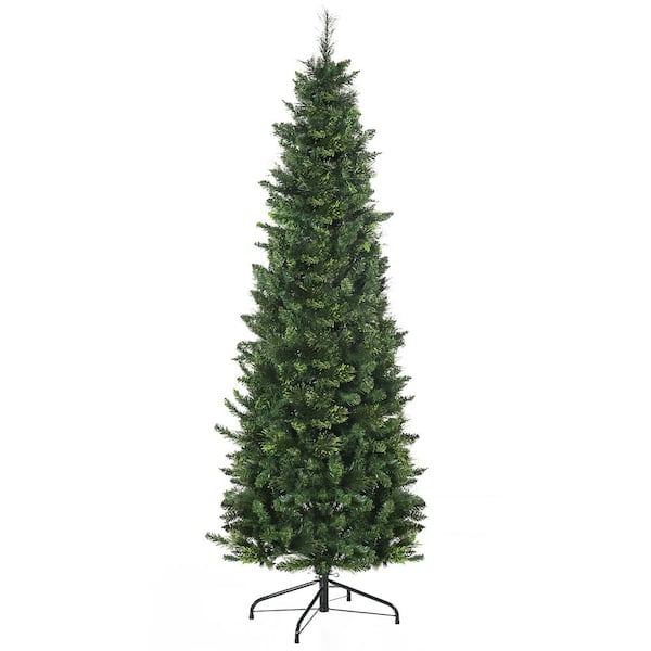 HOMCOM 6 ft. Tall Pencil Artificial Christmas Tree Holiday Decor with 618  Branches, Auto Open, Steel Base, Pine Needles, Green 830-737V00GN - The  Home Depot