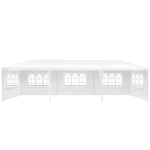 10 ft. x 30 ft. White Wedding Party Canopy Tent Outdoor Gazebo with 5 Removable Sidewalls for Outdoor, Garden