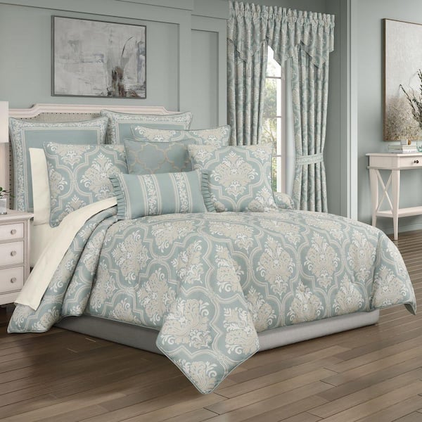 QUEEN STREET NEW YORK Calmfield Aqua Polyester Full/Queen 3-Piece