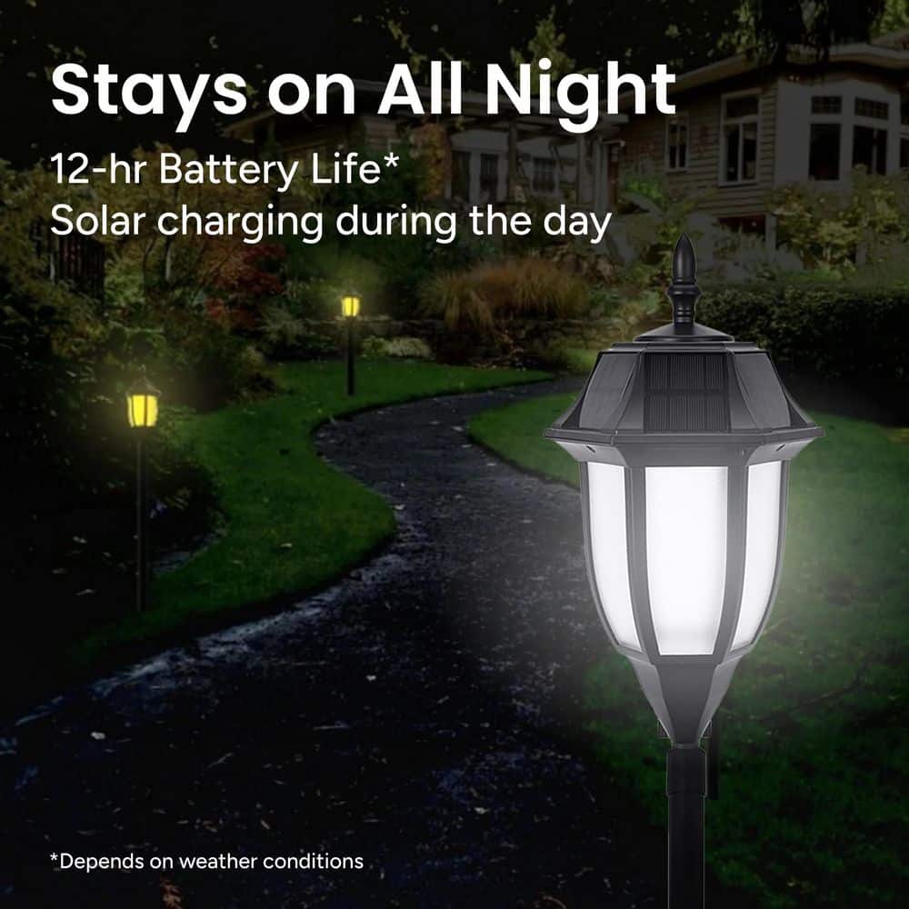 Black Solar LED Pathway Light with Amber and White Modes