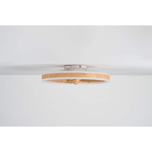 20 in. Farmhouse White Indoor LED Ceiling Fan with Smart APP Remote Control Flush Mount Ceiling Fan Painted Oak Blades Lighting