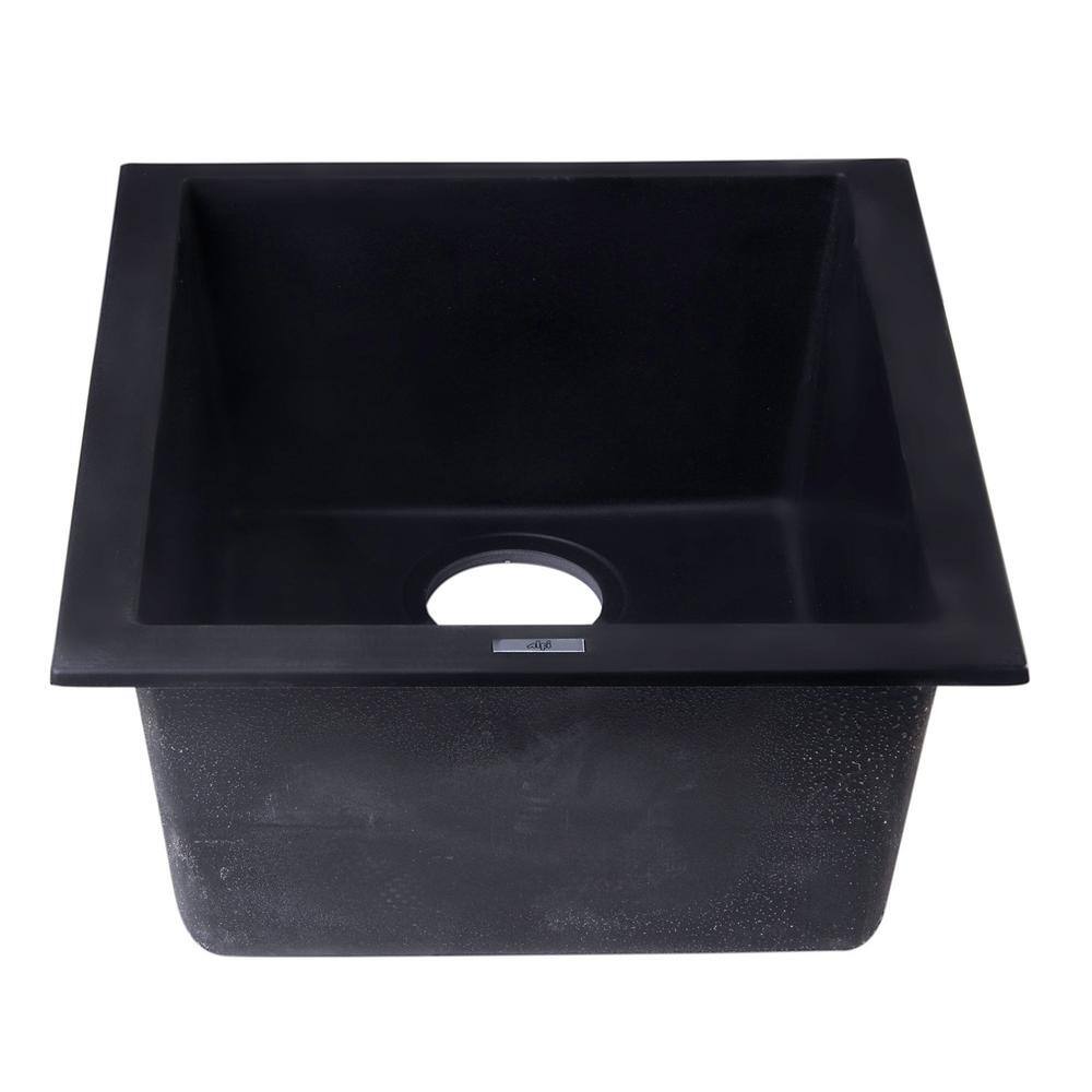 Black Granite Composite Undermount Single Bowl Kitchen Sink