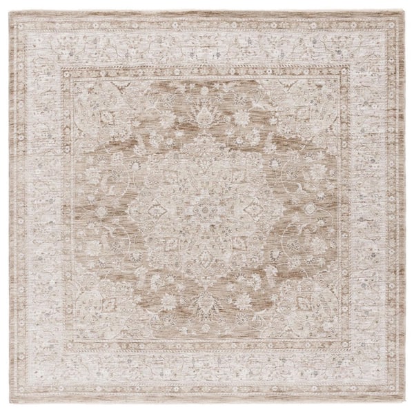SAFAVIEH Mason 6 ft. x 6 ft. Beige/Green Medallion Border Square Area ...