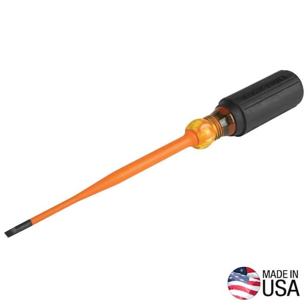 Klein Tools 3/16 in. Cabinet, 6 in. Round Shank Slim-Tip Insulated Screwdriver