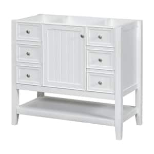 36 in. W x 18 in. D x 33 in. H Bath Vanity Cabinet without Top in White with Open Storage Shelf and 3-Drawers