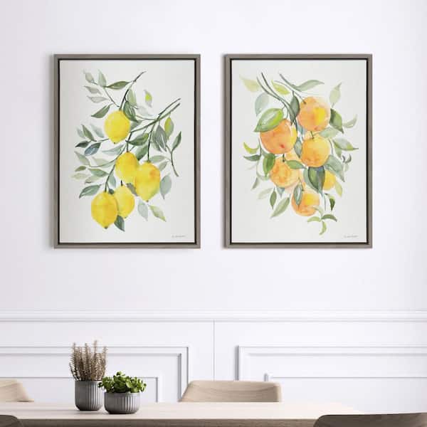 Sylvie "Orange Citrus and Lemon Citrus" by Patricia Shaw 2-Piece Gray Framed Art Print Set 24 in. x 18 in.