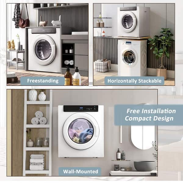 cadeninc 1.3 cu. ft.Ventless Portable Mini Electric Tumble Cloth Dryer with  Digital Touch Panel,Glass Door,UV Sterilizaiton,White Yea-LQD0-9IT - The  Home Depot