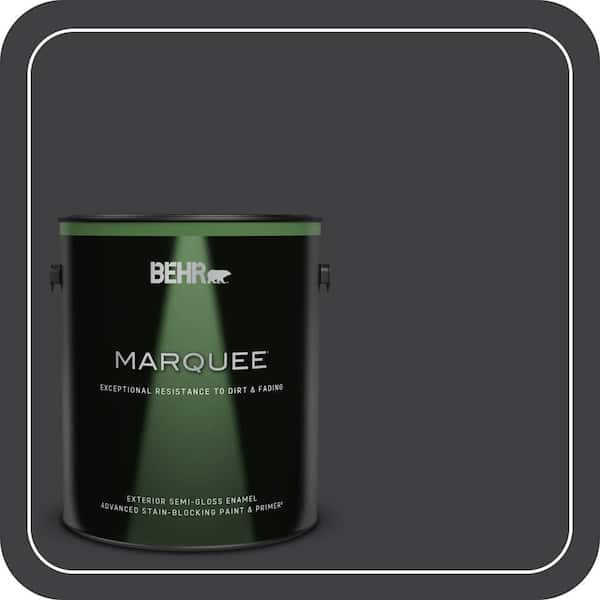 BEHR MARQUEE 1 gal. #ECC-10-2 Jet Black Semi-Gloss Enamel Exterior Paint & Primer